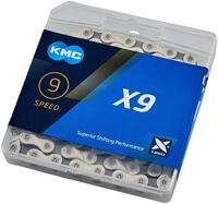 Fahrrad Kette, KMC Fahrradkette, X9 Silver/Grey, 1/2" x 11/128", 114 Glieder,...