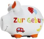 Spardose Schwein "Zur Geburt" - Keramik, klein | Keramik Sparschwein,...