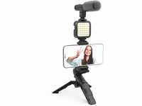 DigiPower Vlogging Set Like Me mit LED-Videoleuchte + Mikrofon + Handy...