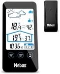 Mebus Wetterstation mit Au&szlig;ensensor, zeigt Temperatur und Luftfeuchtigkeit innen und