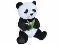 Wild Republic 22282 Plüschtier Pandabär sitzend mit Bambus, Panda Kuscheltier,