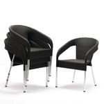 Bolero cg223, Weidengeflecht Bistro Stuhl, schwarz (4 St&uuml;ck)