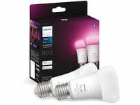Philips Hue White & Color Ambiance E27 LED Lampen 2-er Pack (806 lm), dimmbare...