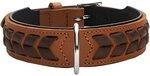 HUNTER EL PASO Hundehalsband, Leder, geschmeidig, geflochten, 65 (L), cognac/schwarz