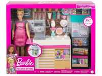 Barbie GMW03 - Naschcafé Spielset, kurviger Blonde (30,4 cm), 20 realistische
