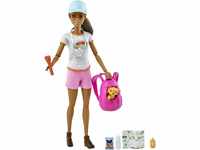 Barbie GRN66 - Wellness Wanderin-Puppe (brünett) mit Hündchen und Spielset,