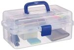 Relaxdays Transparente Plastikbox, 9 F&auml;cher, Werkzeugbox, N&auml;hk&auml;stchen,