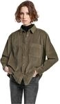 Urban Classics Damen Ladies Corduroy Oversized Shirt Hemd, Olive, S