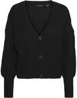 VERO MODA Damen Vmlea Ls V-Hals Manchet Cardigan Noos Strickjacke, Schwarz, M EU