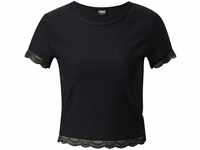 Urban Classics Damen TB4350-Ladies Cropped Lace Hem Tee T-Shirt, Black, 4XL