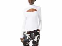Urban Classics Damen Ladies Cut-out Turtleneck Longsleeve T Shirt, Weiß, XL EU