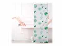 Relaxdays Duschrollo Blätter, 60x240cm, Seilzugrollo für Dusche & Badewanne,