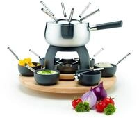 M&auml;ser 931229 Fondue-Set 23-teilig, Edelstahl Fonduetopf inklusive Spritzschutz,