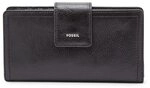Fossil Brieftasche f&uuml;r Frauen Logan, Leder/Polyurethan Trim Tab Clutch schwarz 17,1