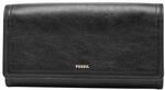 Fossil Brieftasche f&uuml;r Frauen Logan, Leder/Polyurethan Trim Klappe Clutch schwarz