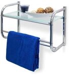 Relaxdays Wandregal aus Edelstahl H x B x T: ca. 34 x 45 x 23 cm Badregal mit