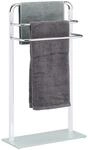 Relaxdays Handtuchhalter, wei&szlig;/Silber, Badetuchhalter aus verchromtem Metall, HBT