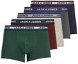 JACK & JONES Herren Jacoliver Trunks 5 Pack Boxershorts, Dark Grey Melange, S EU
