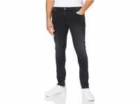 Urban Classics Herren Slim Fit Zip Jeans Hose, Real Black Washed, 31W / 32L