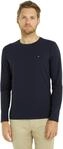 Tommy Hilfiger Herren Langarmshirt Stretch Slim Fit Baumwolle, Blau (Desert...