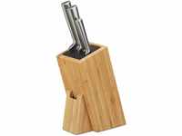 Relaxdays Bambus Messerblock mit Borsteneinsatz, Küchenblock für 6 Messer...