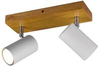 Trio Leuchten Spotbalken Marley 812400231, Metall Wei&szlig; matt, Holz, exklusiv 2x GU10