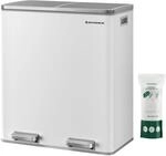 SONGMICS M&uuml;lleimer, 2 x 30 Liter, 2 F&auml;cher, M&uuml;lltrennsystem, Treteimer,