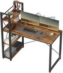VASAGLE Schreibtisch, Computertisch mit Regalb&ouml;den rechts oder Links, 120 cm breiter