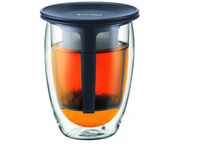Bodum TEA FOR ONE Teeglas mit Kunststofffilter (Doppelwandig, Isoliert, 0,35...