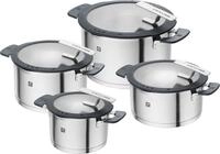 ZWILLING Simplify Kochtopf-Set 4-teilig, Integriertes Sieb, Induktion, Grau