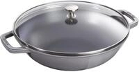 STAUB Wok aus Gusseisen mit Glasdeckel, 30 cm, Innen emailliert, F&uuml;r alle Herdarten