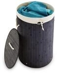Relaxdays W&auml;schekorb Bambus, faltbare W&auml;schetonne mit Deckel, Volumen 70 l,
