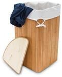 Relaxdays Eckw&auml;schekorb Bambus, faltbare W&auml;schebox 60 l, platzsparend,...