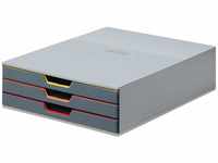 Durable Schubladenbox A4 (Varicolor) 3 Fächer, mit Etiketten zur Beschriftung,
