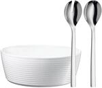 WMF Nuova Salatsch&uuml;ssel Set 3-teilig, Salatbesteck Edelstahl 30 cm mit Salatschale,