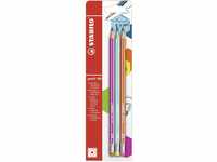 Bleistift mit Radierer - STABILO pencil 160 in pink, blau, orange - 3er Pack -