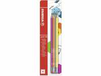Bleistift mit Radierer - STABILO pencil 160 in pink, blau, orange, gelb - 4er...