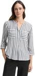 TOM TAILOR Damen Bluse mit Streifen & Brusttaschen, 26940 - Offwhite Navy Vertical