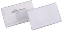 Durable Namensschild mit Nadel, 40 x 75mm, transparent, Packung &agrave; 100 St&uuml;ck,...