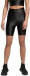 Urban Classics Damen Ladies Highwaist Shiny Metallic Cycle Shorts Black XS