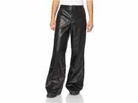 Urban Classics Damen Ladies Faux Leather Wide Leg Pants Hose, Schwarz, 28 EU