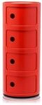 Kartell Componibili, 4 Elements, Rot, Runde Basis