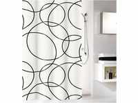 Kleine Wolke Rings Duschvorhang, Polyester, schwarz Weiss, 180 x 200 x 0.2 cm