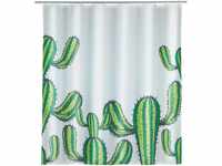 WENKO Duschvorhang Cactus, Textil-Vorhang fürs Badezimmer, mit Ringen zur