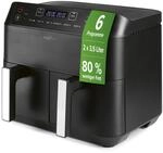 MAXXMEE Hei&szlig;luft-Fritteuse Doppelkorb 7,6 Liter | Digitale Doppel...