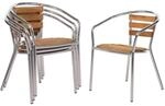 Bolero Stapelst&uuml;hle aus Aluminium und Esche (4er-Pack), f&uuml;r den Innen- und
