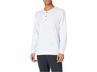 camel active Herren Langarm Henley-Shirt mit Knopfleiste Weiß menswear-3XL