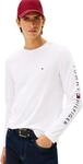Tommy Hilfiger Herren Langarmshirt Tommy Logo Baumwolle, Wei&szlig; (White), S