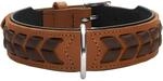 HUNTER EL PASO Hundehalsband, Leder, geschmeidig, geflochten, 55 (M), cognac/schwarz