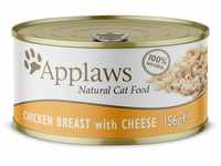 Applaws 100% Natural Wet Cat Food Chicken with Cheese 156 g Tin (Pack of 24)
